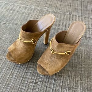Gucci Horsebit  suede platform clogs